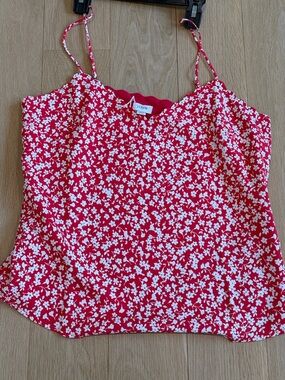 J. Crew Red Floral Spaghetti-Strap Cami